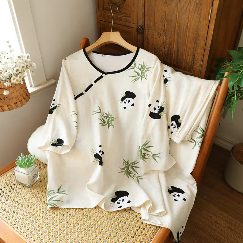 Ensemble pyjama d'été pour femmes, 2 pièces, Style ancien chinois, vêtements de nuit pour femmes, co