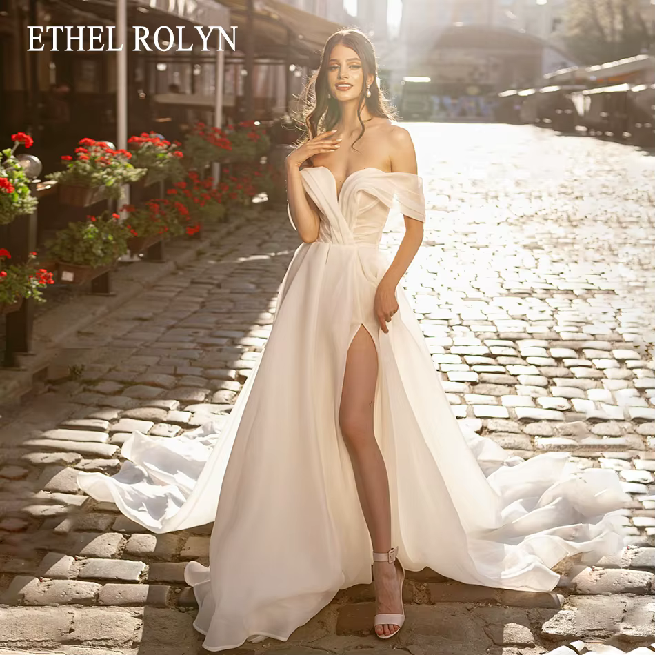 ETHEL ROCircN-Robe de mariée trapèze sexy en mousseline de soie pour femmes, hors de l'initiative, c