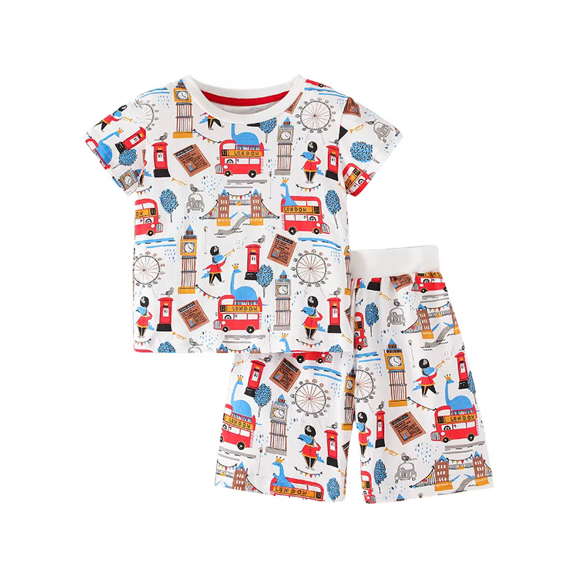 Ensembles de vêtements d'été Jumping Meters 2-7T avec motifs animaux pour garçons et filles, en coto