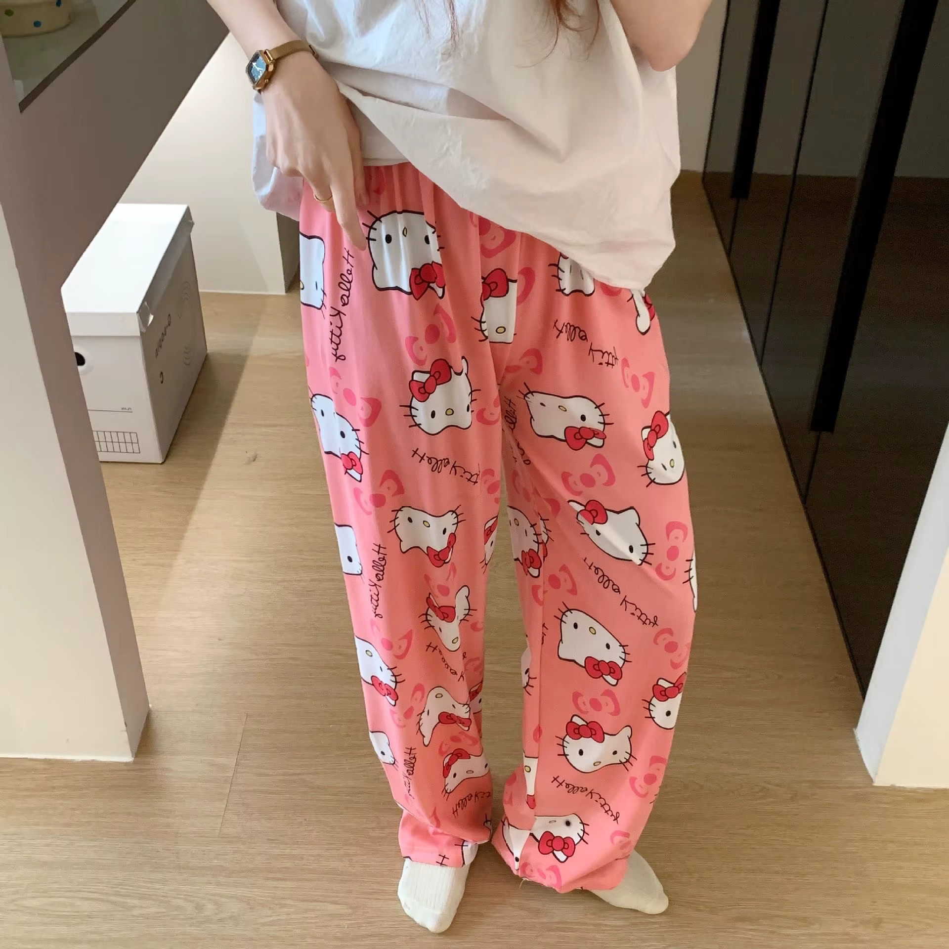Nouveau pantalon de pyjama Y2K Hello Kitty Spider-Man, pantalon décontracté doux, pantalon de dessin