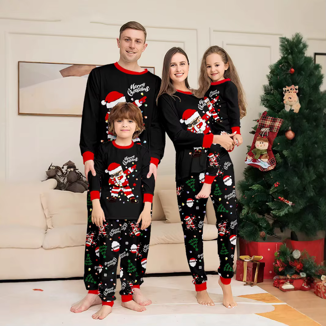 2025 nouveau pyjama de noël assorti pour la famille imprimé père noël ensemble de pyjama pour adulte