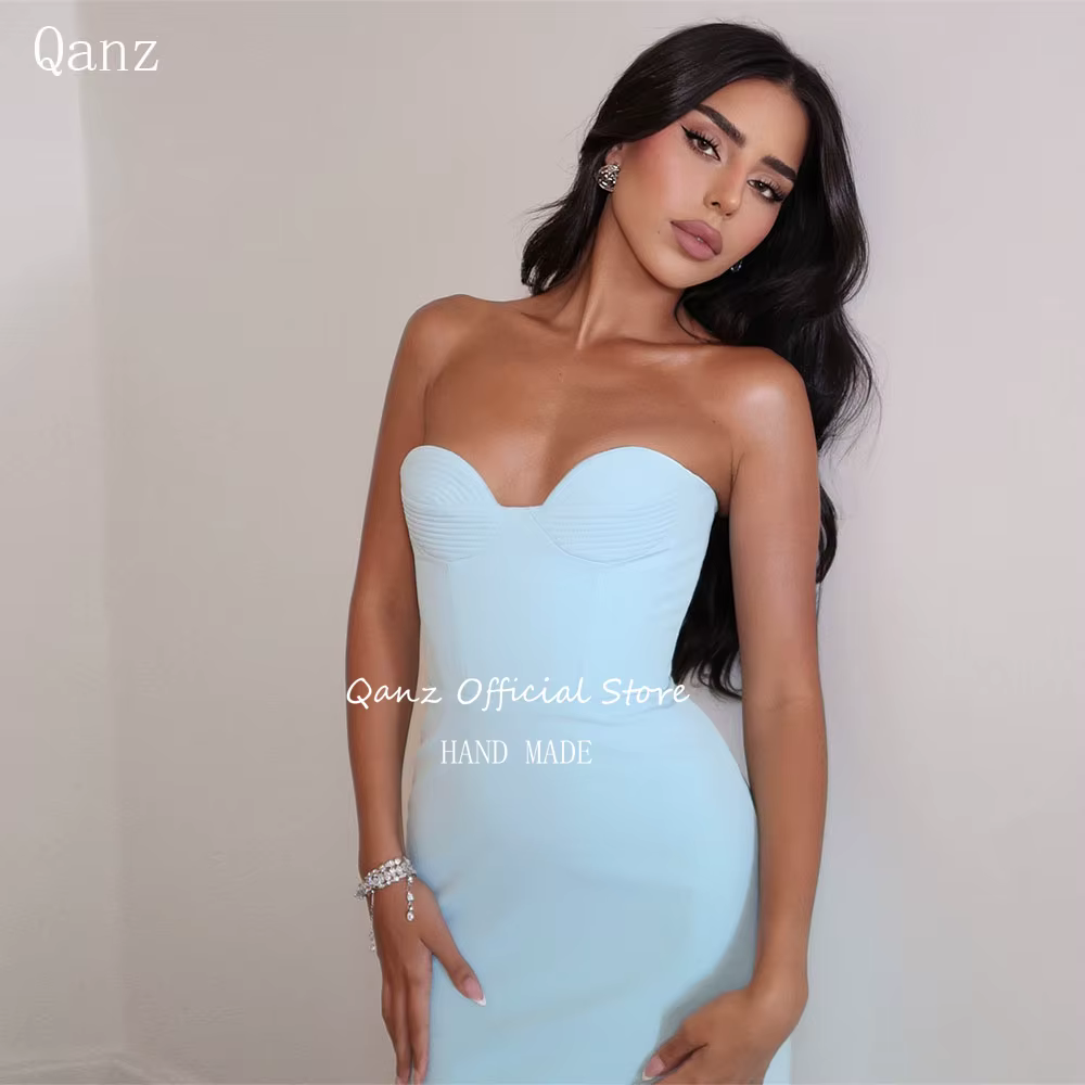 Qanz femmes élégantes sirène robes de bal chérie robes formelles femme dos nu bleu robes de soirée d