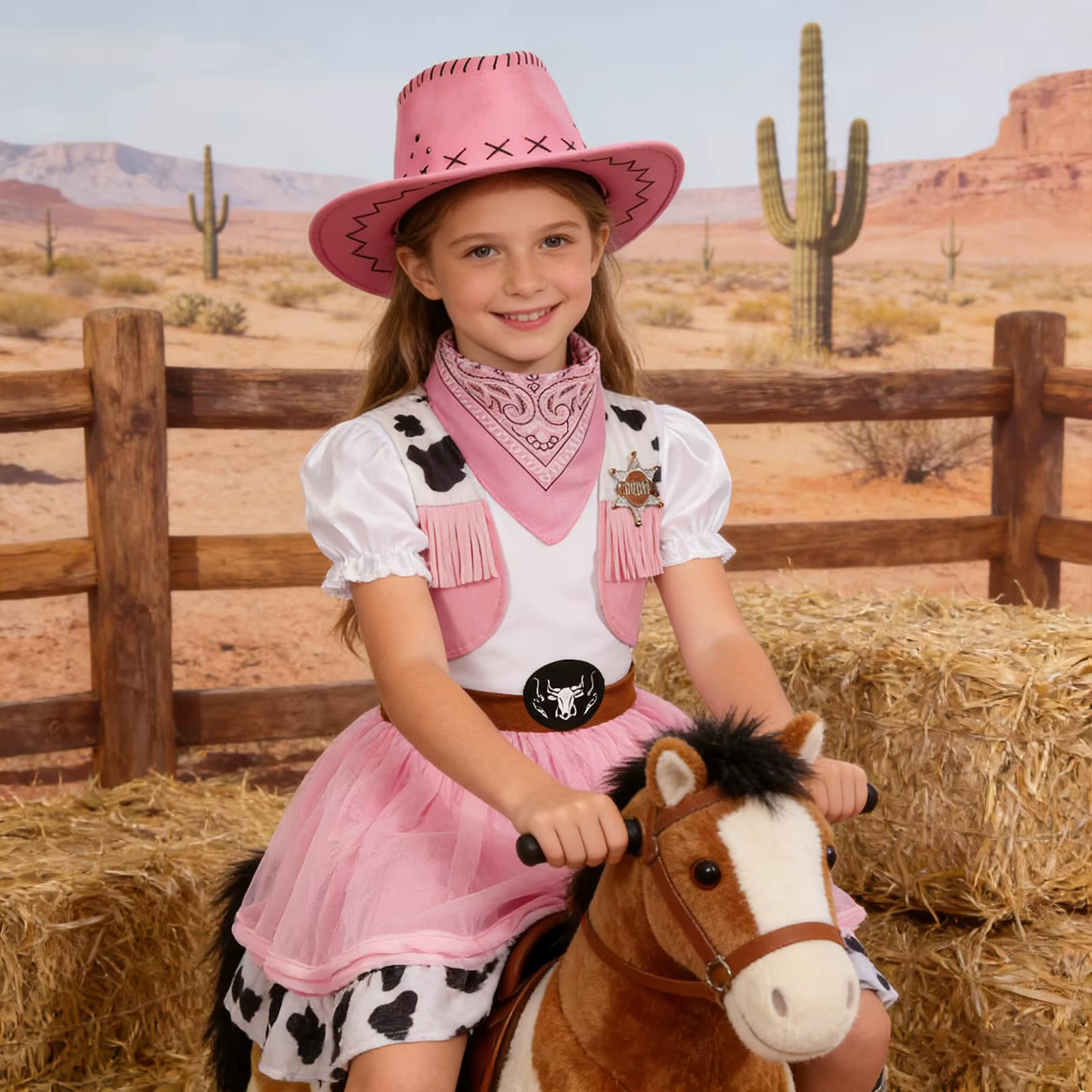 Costume de cowboy pour filles, robe de cosplay de cowgirl pour Halloween, robe courte à manches bouf