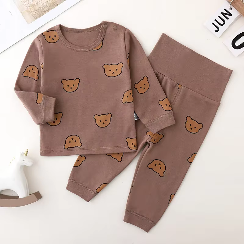 Ensemble pyjama pour bébés filles et garçons de 0 à 3 ans, en coton imprimé ours, vêtements de maiso