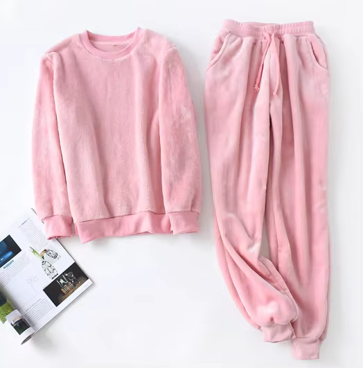 Pyjama deux pièces en flanelle, pantalon à manches longues, costume chaud en flanelle, ensemble de v