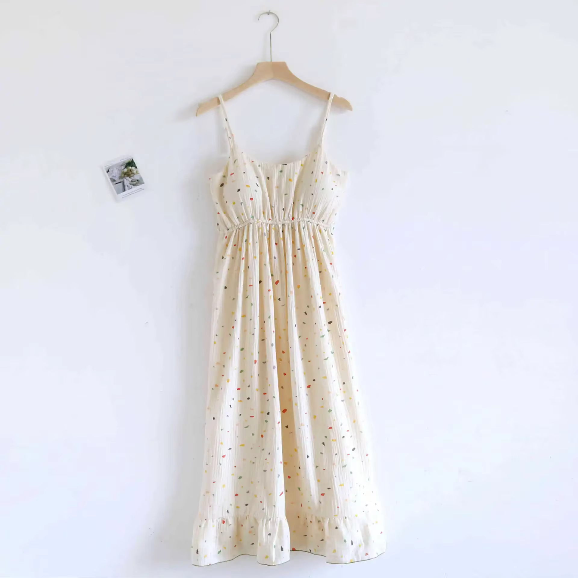 Jupe de nuit en crêpe de coton 100% pour femmes, avec coussin de poitrine, à bretelles, mignonne et 