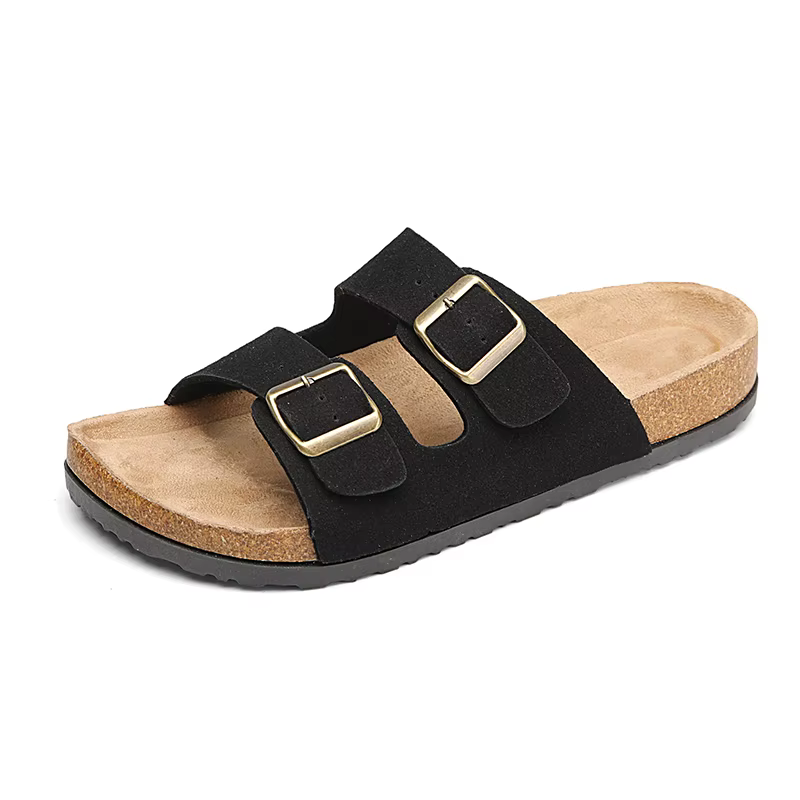 Pantoufles pour hommes, soutien de la voûte plantaire, chaussures en daim à enfiler, semelle en lièg