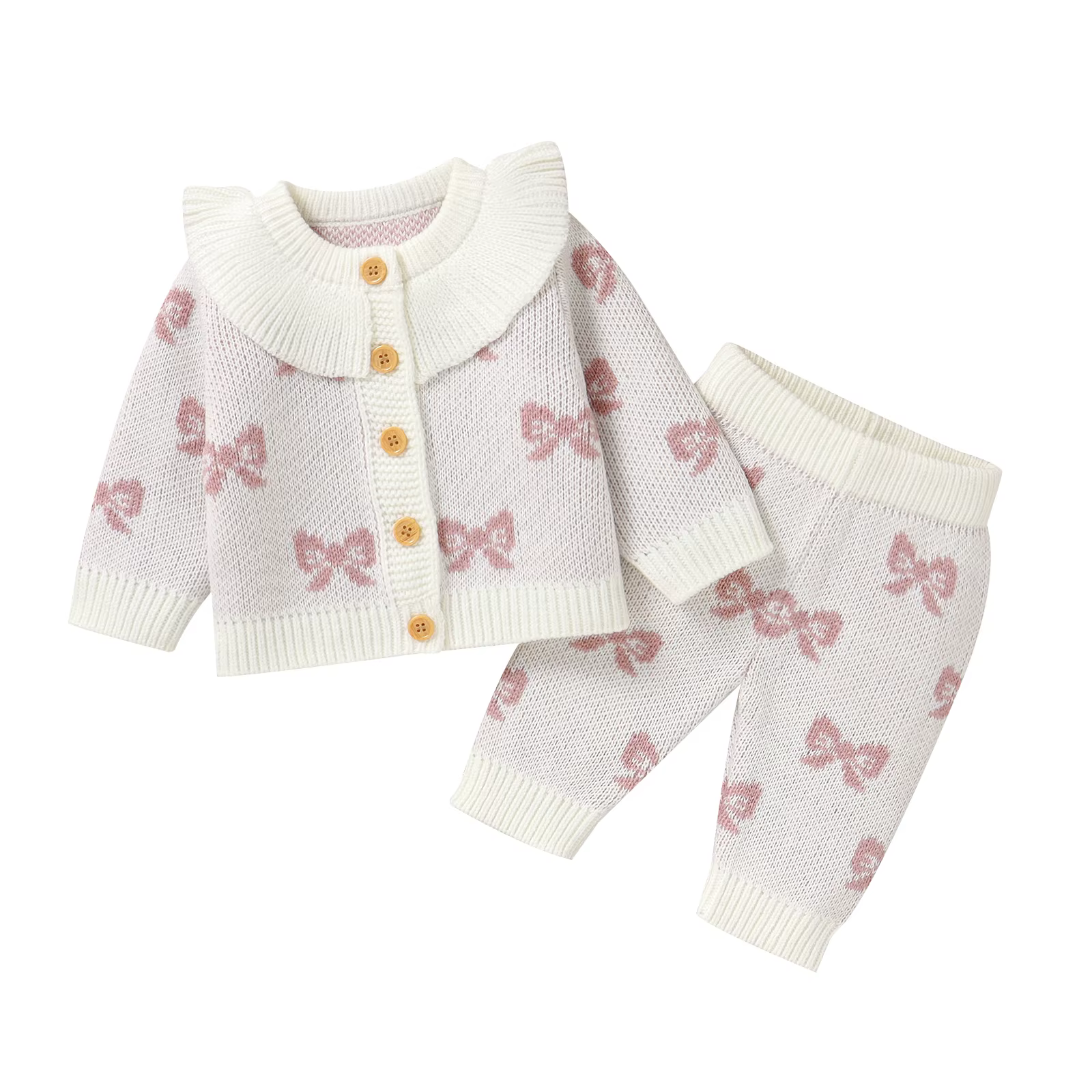 Ensemble de Vêtements pour Bébé Fille, Pull et Pantalon à Manches sulf, Cardigan Chaud avec Nministé