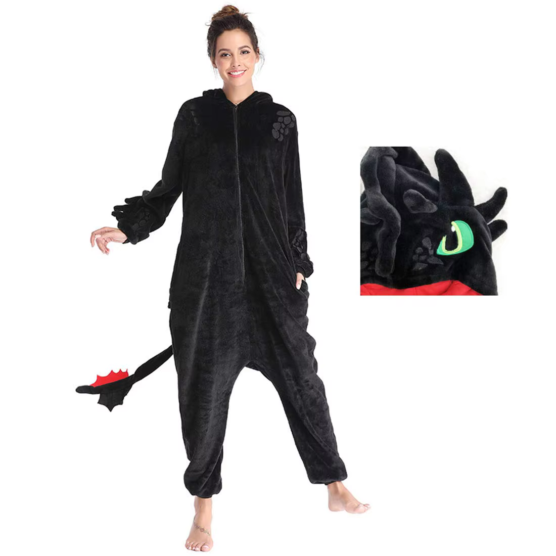 P-jTIME-Pyjama sans Dents avec Chaussures pour Femme Adulte, Animal, Dragon, Train, Costume Glutnel,