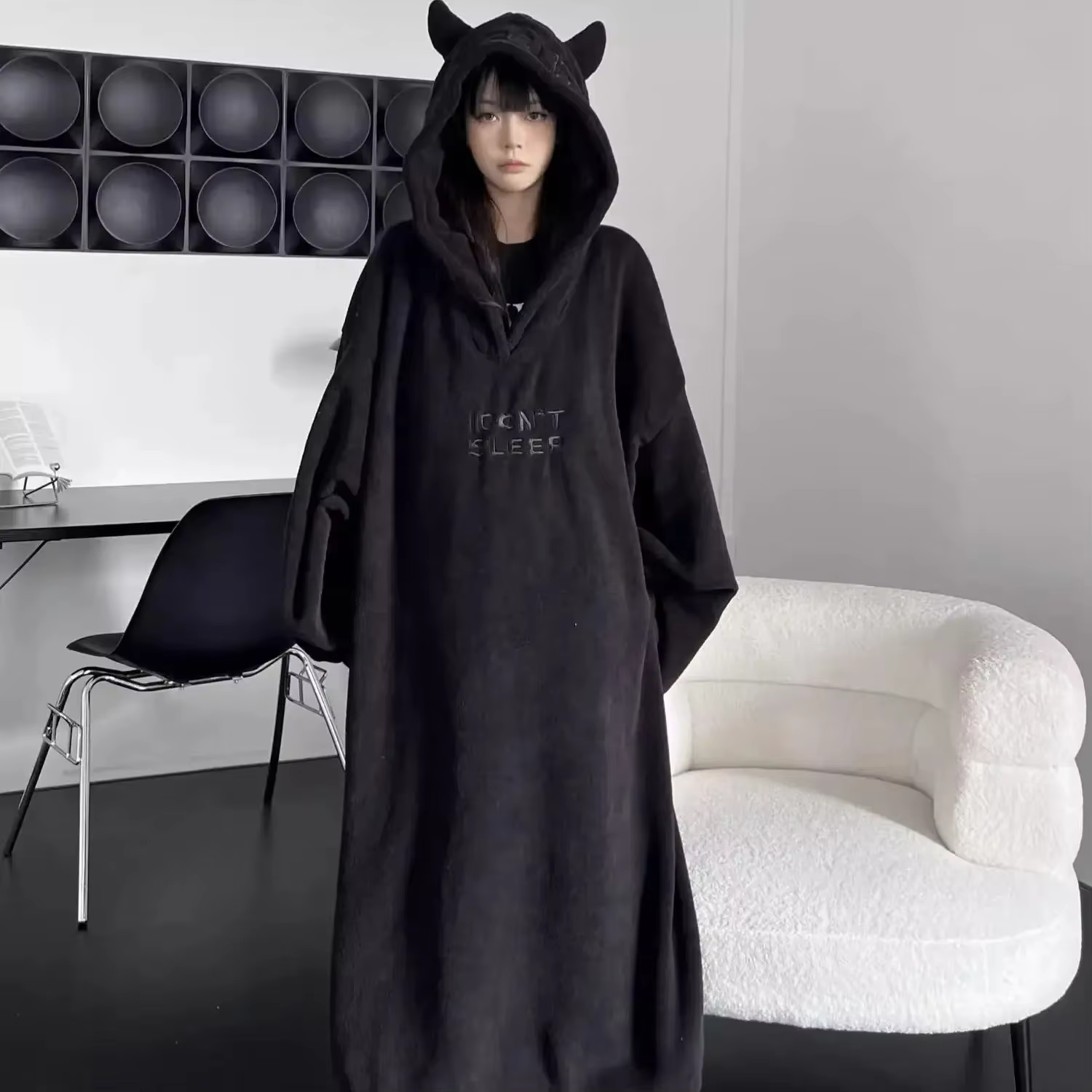 Pyjama chaud rembourré épais, couleur unie, robe ample à capuche, pour couple, automne et hiver, pyj