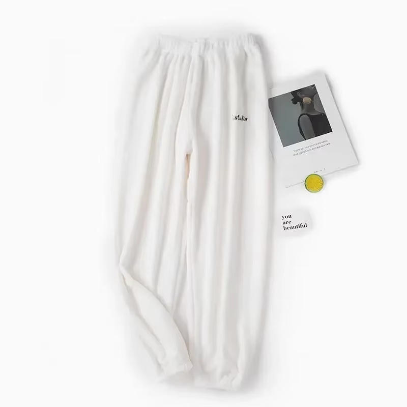 Pantalon de pyjama chaud en velours optique pour femme, bas de sommeil, vêtements de maison chauds, 