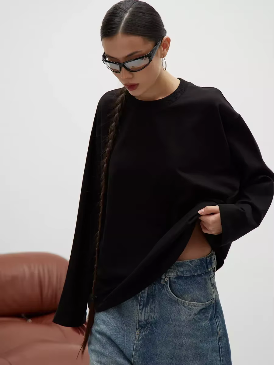 Hirsionsan-T-shirt en coton à manches longues pour femmes, optique de base, automne, dames astronomi