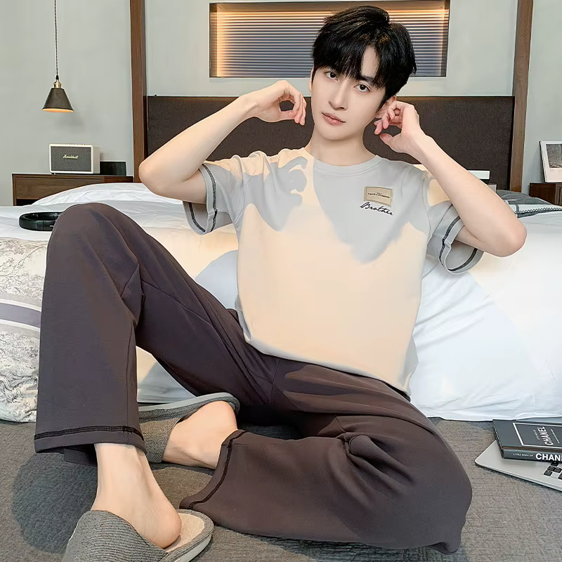 Ensembles de pyjamas d'été 2026 pour hommes, style fin, à carreaux, décontractés, hauts courts + pan