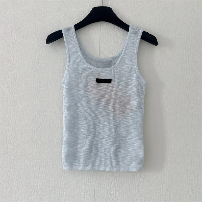 Gilet tricoté de style minimaliste pour femme, sans manches, coupe ajustée, polyvalent, peut être po