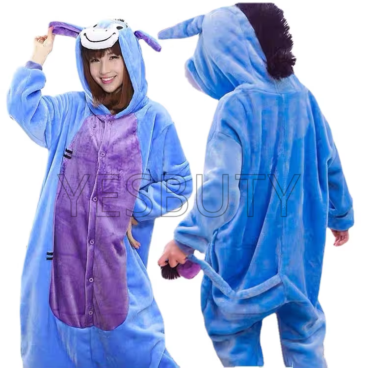 Bourriquet Onesies Kigurumi Cosplay Costume Animal bleu âne pyjamas adultes combinaisons Homewear Ha