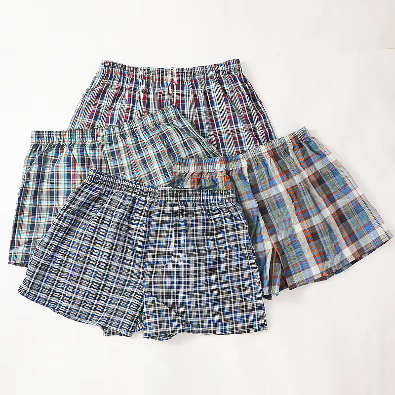 Pantalon de pyjama en coton à carreaux pour homme, confortable, taille élastique large, short de pyj