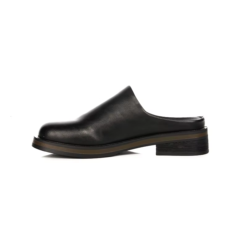 Nouvelles mules en cuir marron pour hommes, simples et décontractées, idéales pour le travail et les