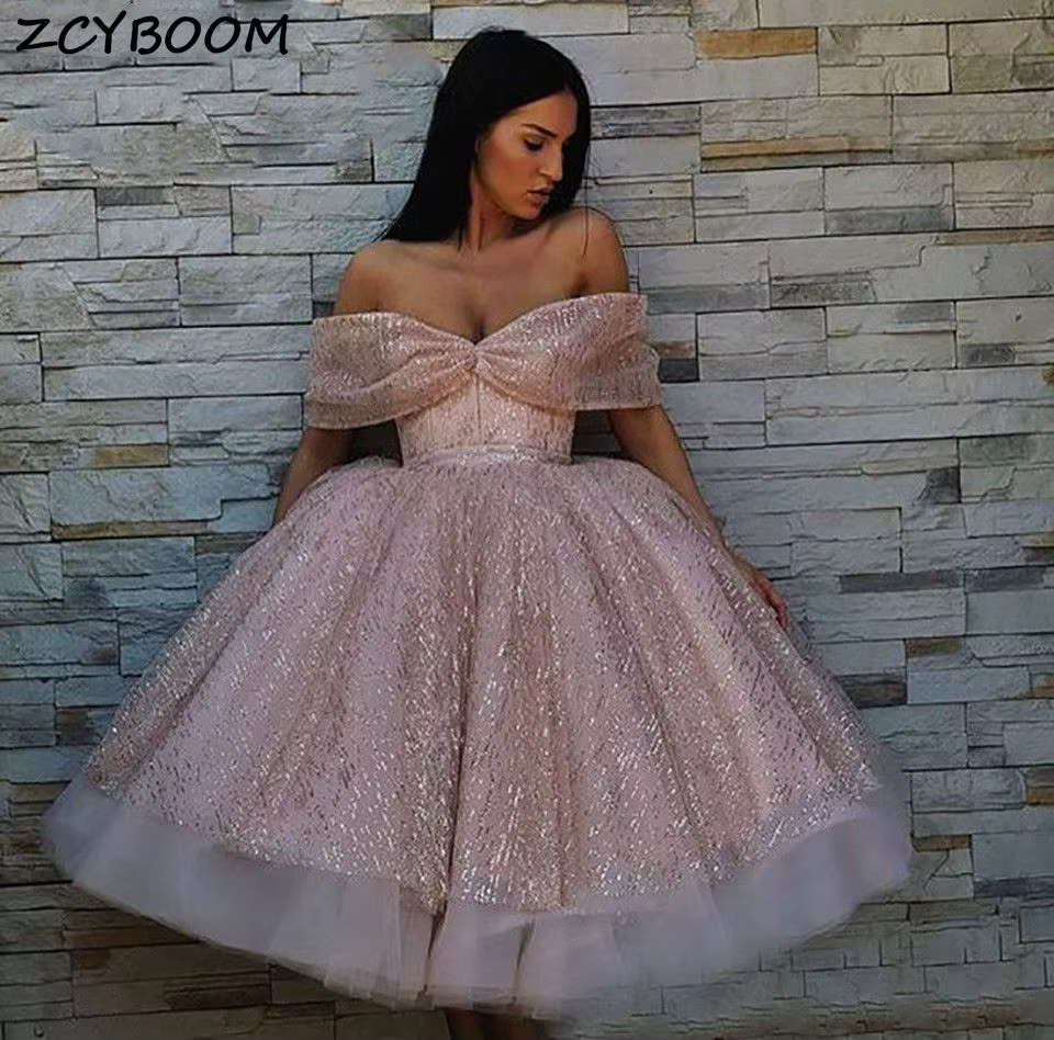 Robes de cocktail à épaules dénudées et paillettes 2026, robes de soirée formelles pour femmes, robe