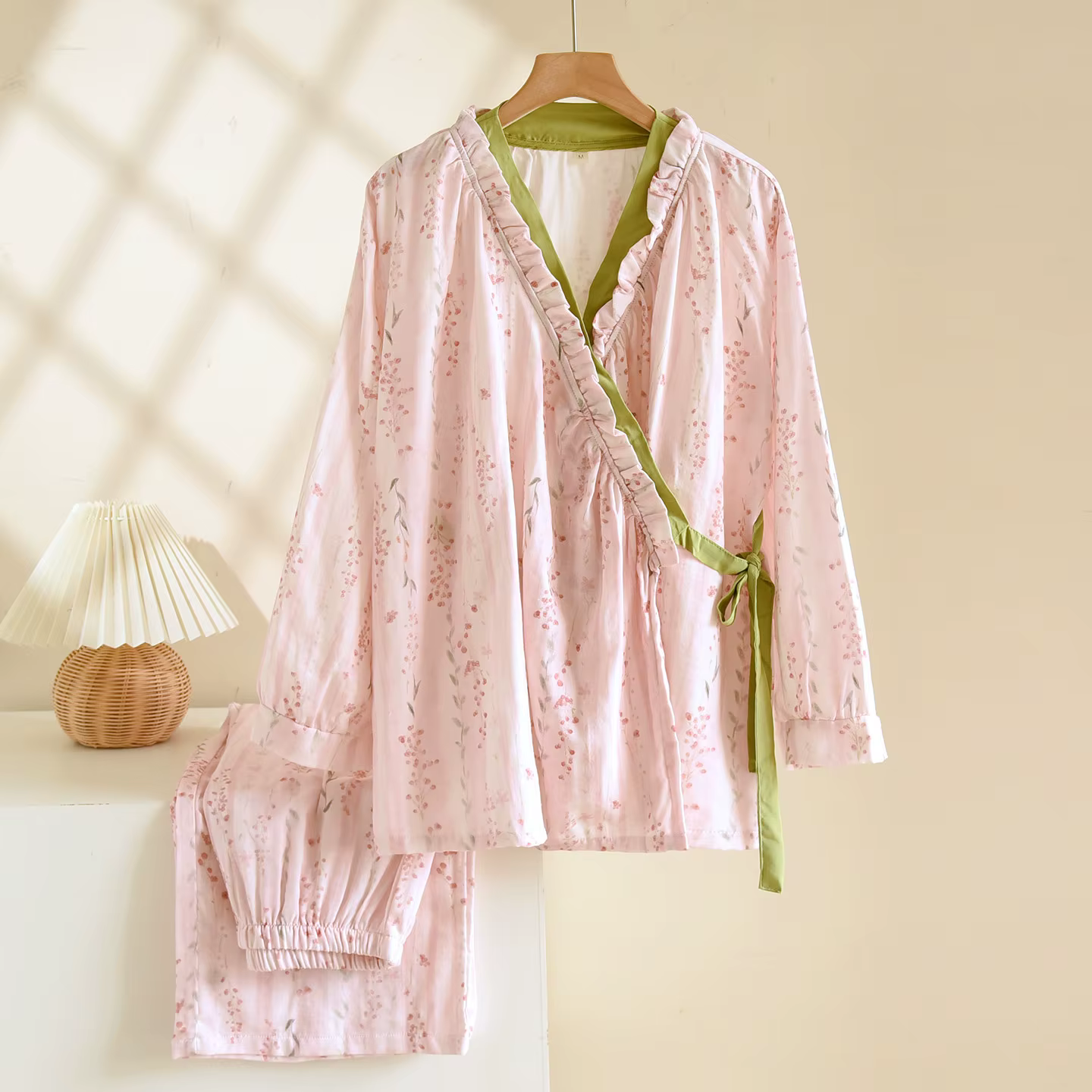 Pyjama chinois style kimono pour femme, collection printemps-automne 2025 – Nouveau cardigan ample à