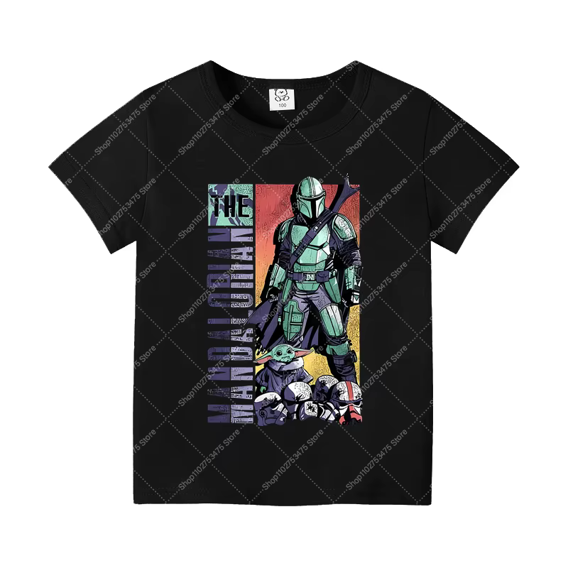 T-shirt à manches courtes en coton, vêtements d'été décontractés, dessin animé Star Wars, pour 3-12 