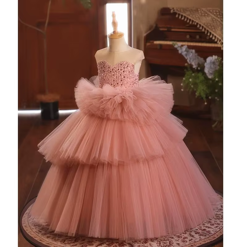 Robe de concours pour filles, tenue d'hôte de scène pour enfants, tenue de spectacle de Piano, fête 