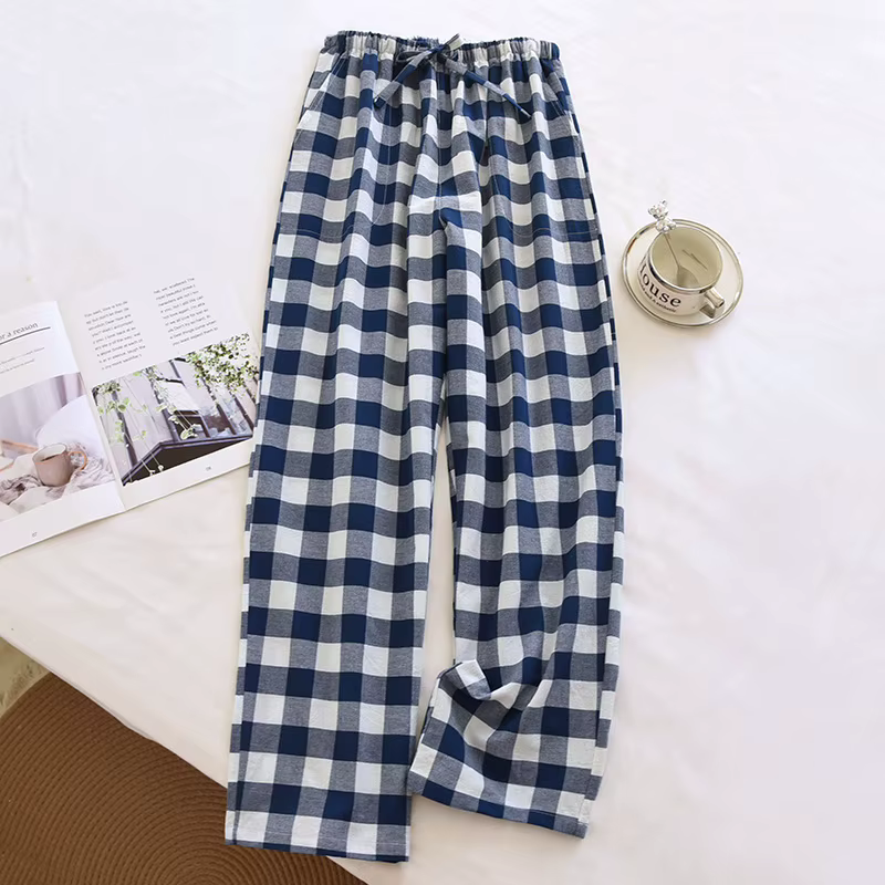 Pantalon de pyjama en coton à carreaux pour hommes, long surintendant ser pour le printemps et l'été