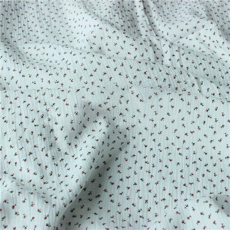 130cm x 50cm, crêpe Double douce et fine, petite Texture florale, tissu en coton, chemise, robe, sou