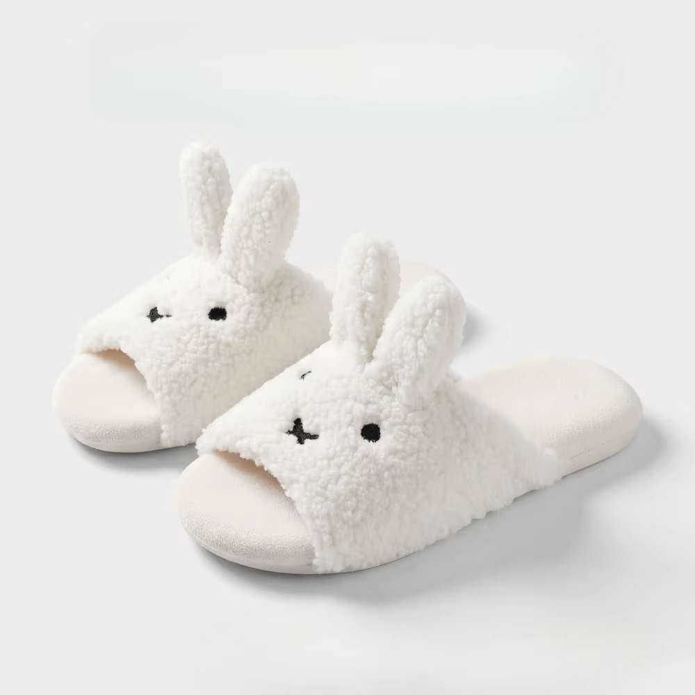 Mignonnes pantoufles d'intérieur en coton pour femmes Miffy, chaudes, à semelle souple et confortabl