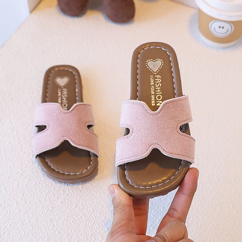 Chaussons d'été pour garçons et filles, à bout ouvert, décontractés, chaussures plates pour enfants,