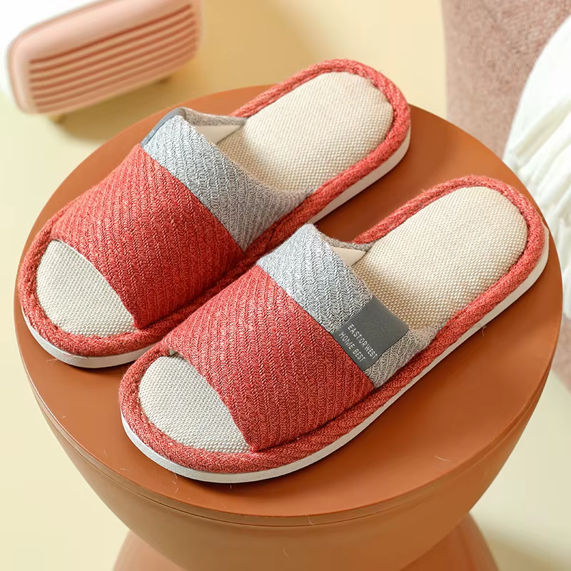 GUQIWT Pantoufles en lin pour le printemps et l'été, adaptées aux couples à la maison, antidérapante