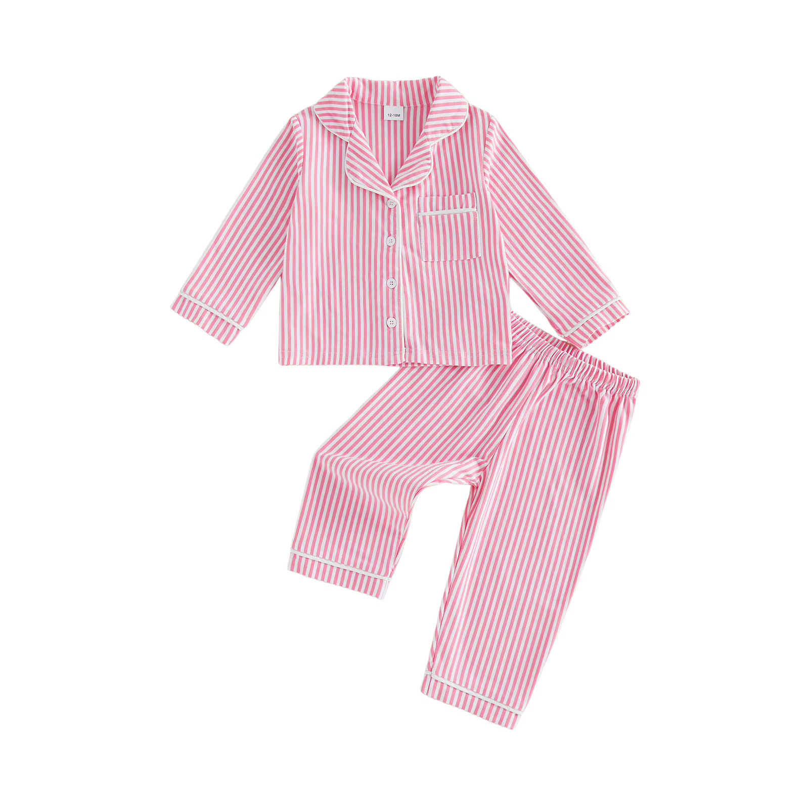 Ensembles de pyjama pour enfants, filles et garçons, chemises rayées à manches longues boutonnées, h