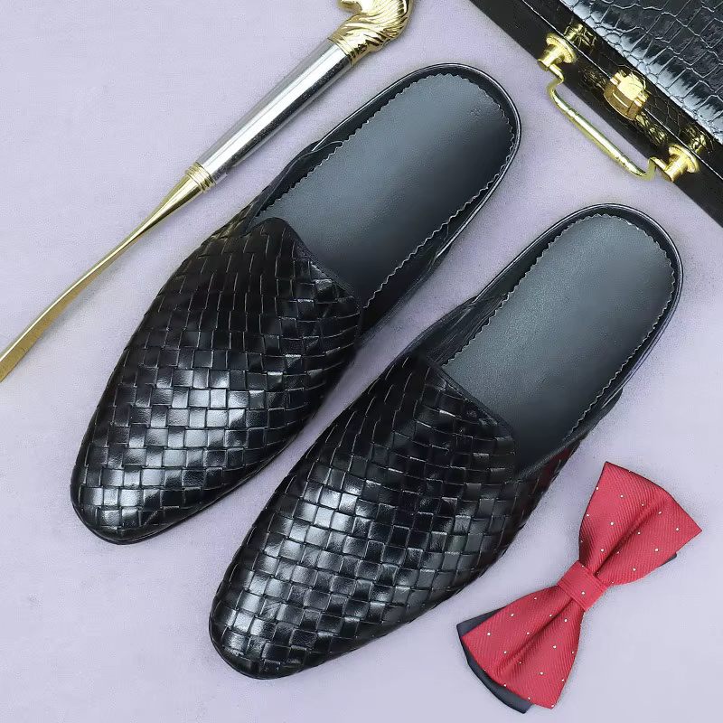 Pantoufles de luxe en cuir véritable pour hommes, mocassins décontractés antidérapants de Style ital