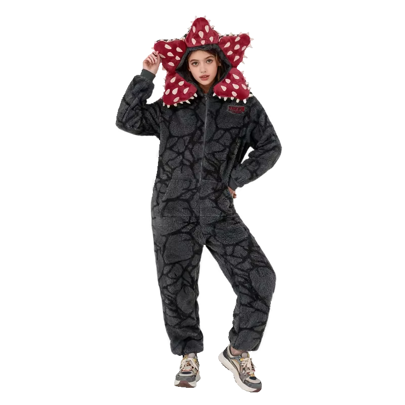 Pyjama avec motif végétal Demogorgon, combinaison en tissu flanelle pour garçons et filles, combinai