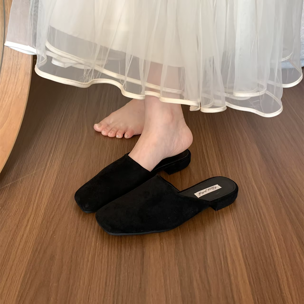 Bailamos-Pantoufles de Luxe à Talons Bas pour Femme, Chaussures Muller à Bout Carré, pour l'Extérieu