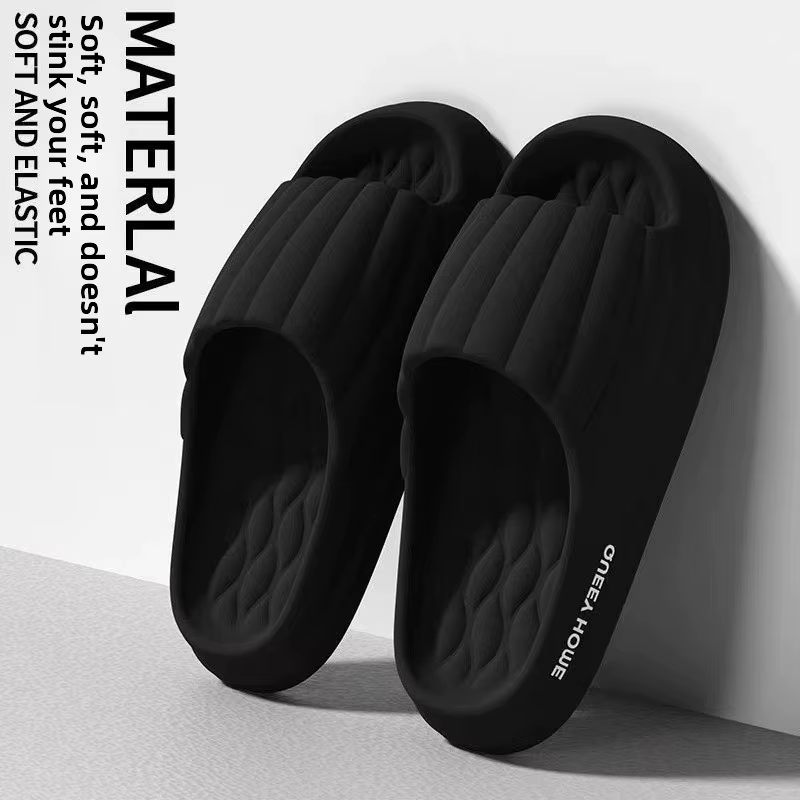 Chaussons d'été antidérapants pour couple, pantoufles de salle de bain à semelle épaisse, simples et