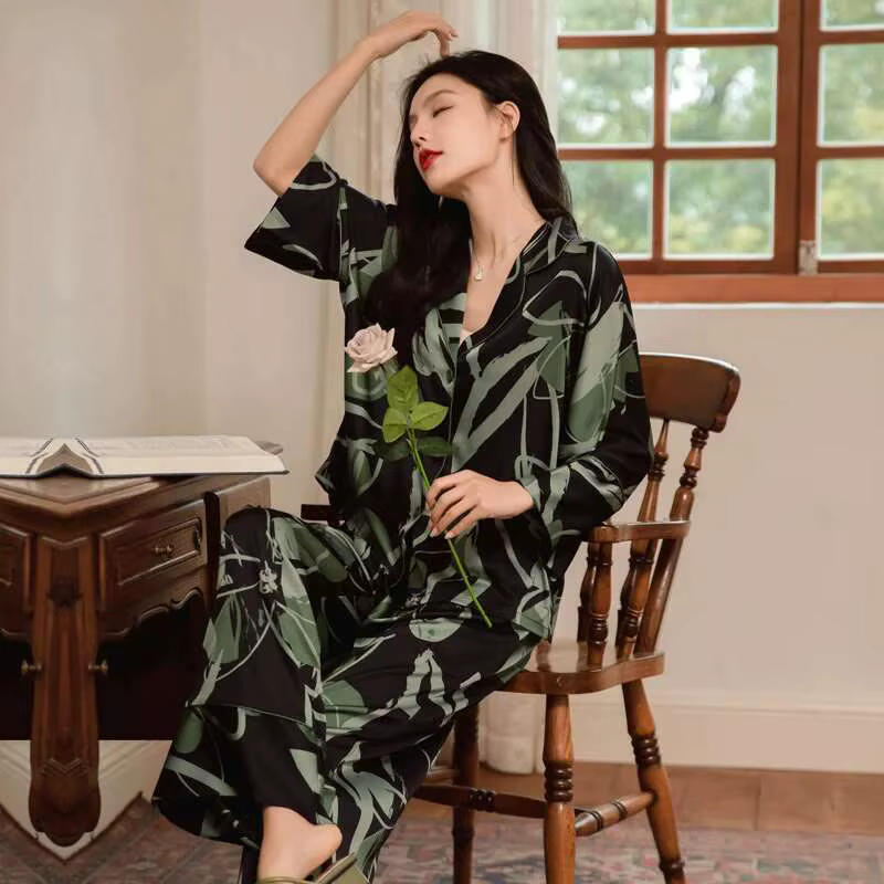 Pyjama à manches longues pour femmes, ensemble de vêtements de maison, style fin, haut de gamme, imb
