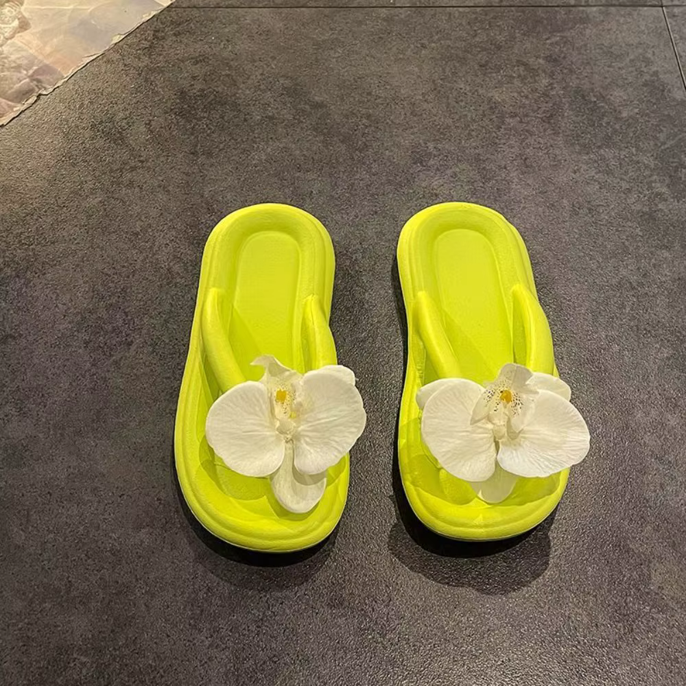 Pantoufles à chevrons doux papillon orchidée tongs PVC doux plage sandale anti-dérapant épaissi femm
