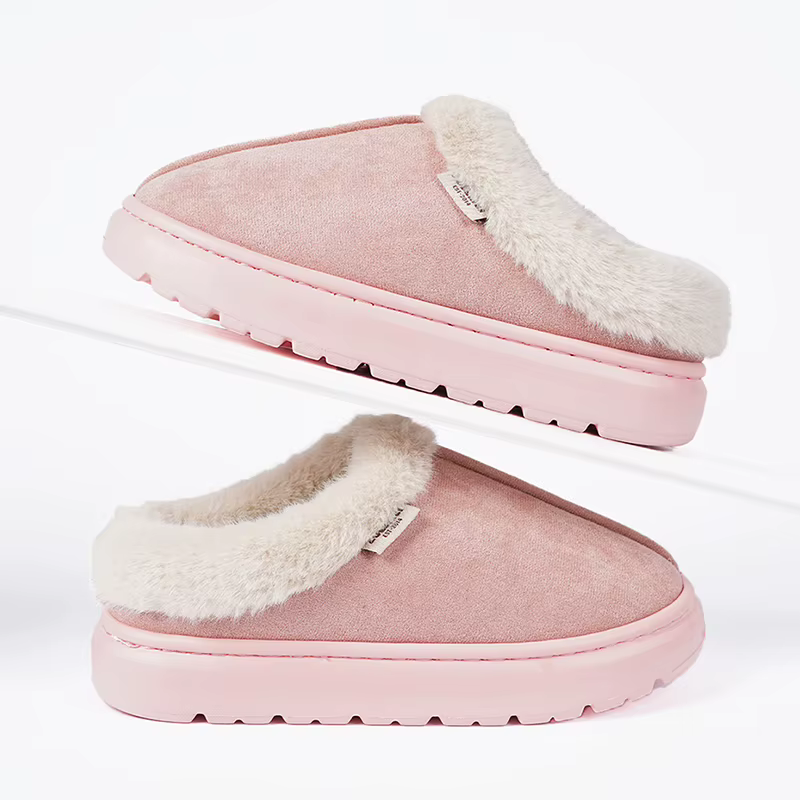 Pantoufles à plateforme moelleuses pour femmes, chaussures chaudes en coton, confortables, antidérap