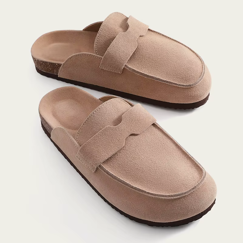 Pantoufles en molleton de liège pour hommes et femmes, sabots en daim, chaussures classiques en lièg