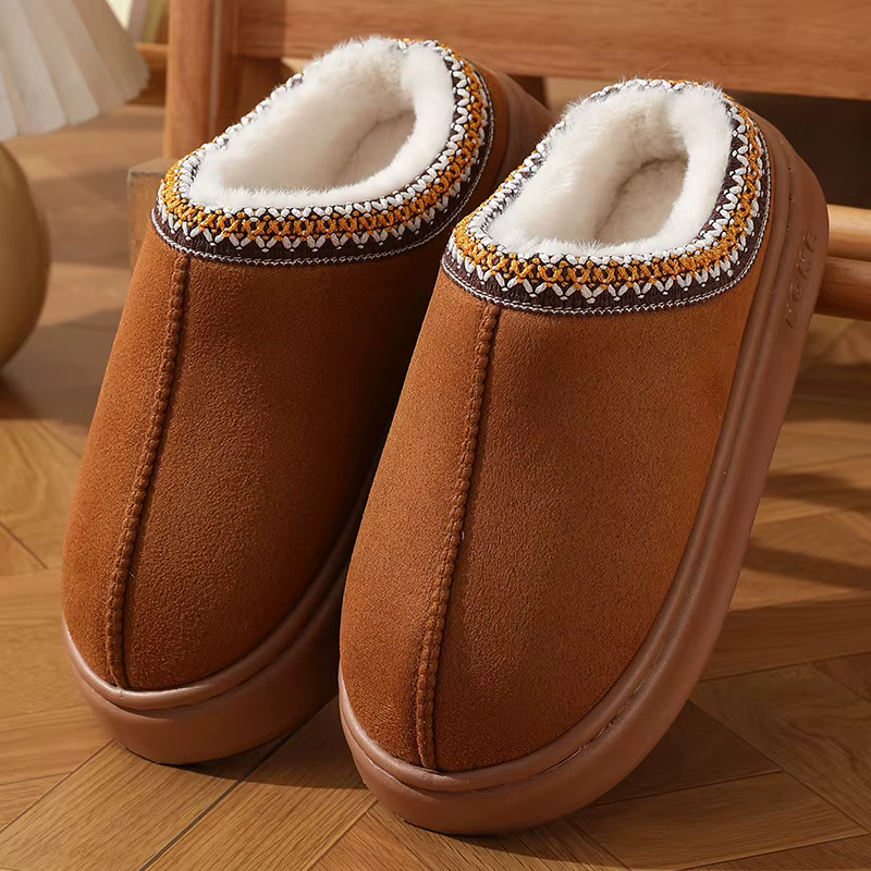SHAJI Nouvelles pantoufles à plateforme moelleuses tendance, chaussures d'hiver en peluche chaude en