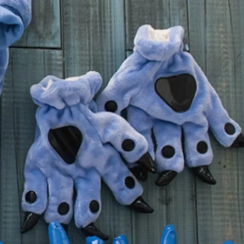 Pantoufles de patte d'animal à point bleu pour garçon et fille, pantoufles unisexes à griffes de mon