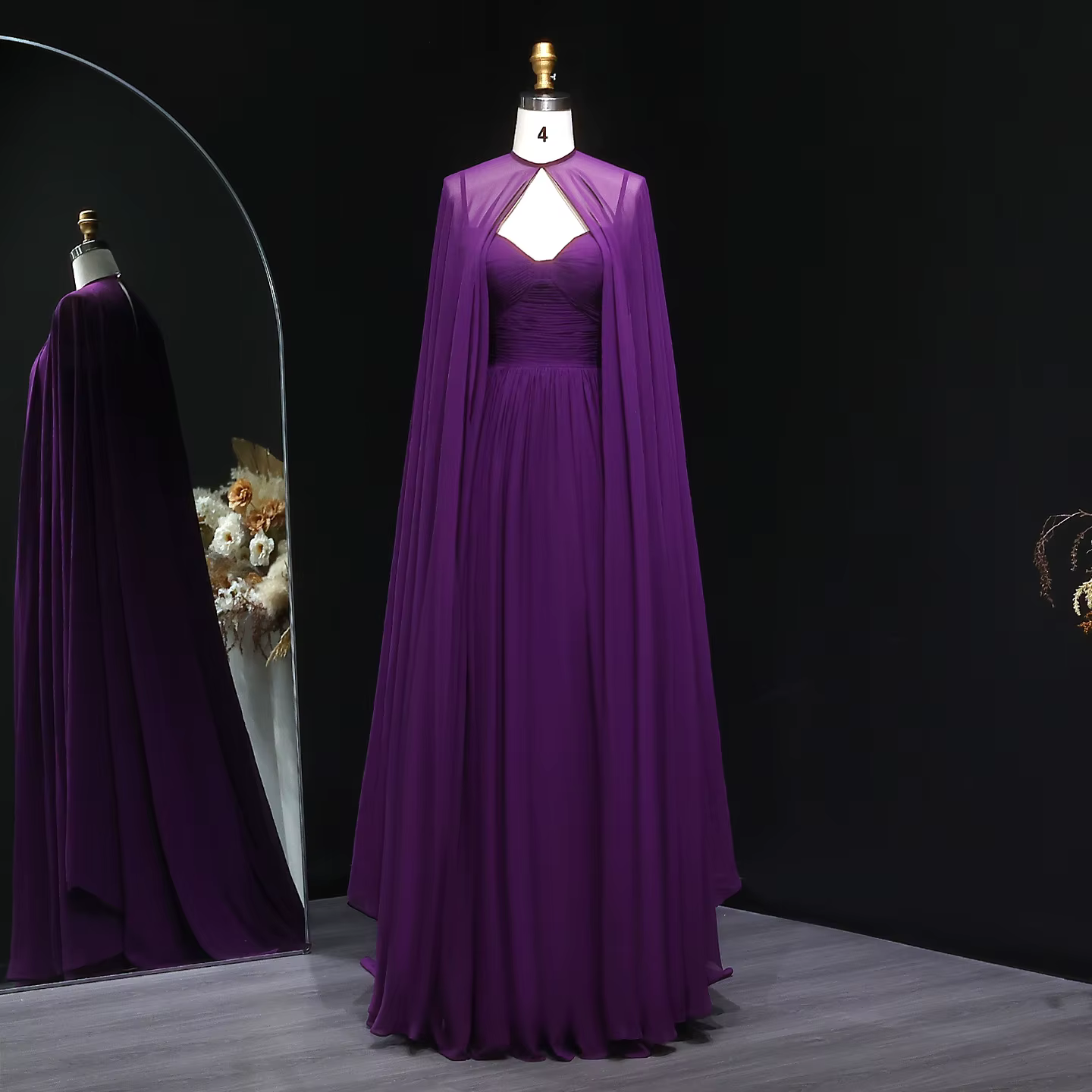 Robe de soirée élégante violette Sharon Said avec cape, longue robe de mariée pêche modeste pour fem