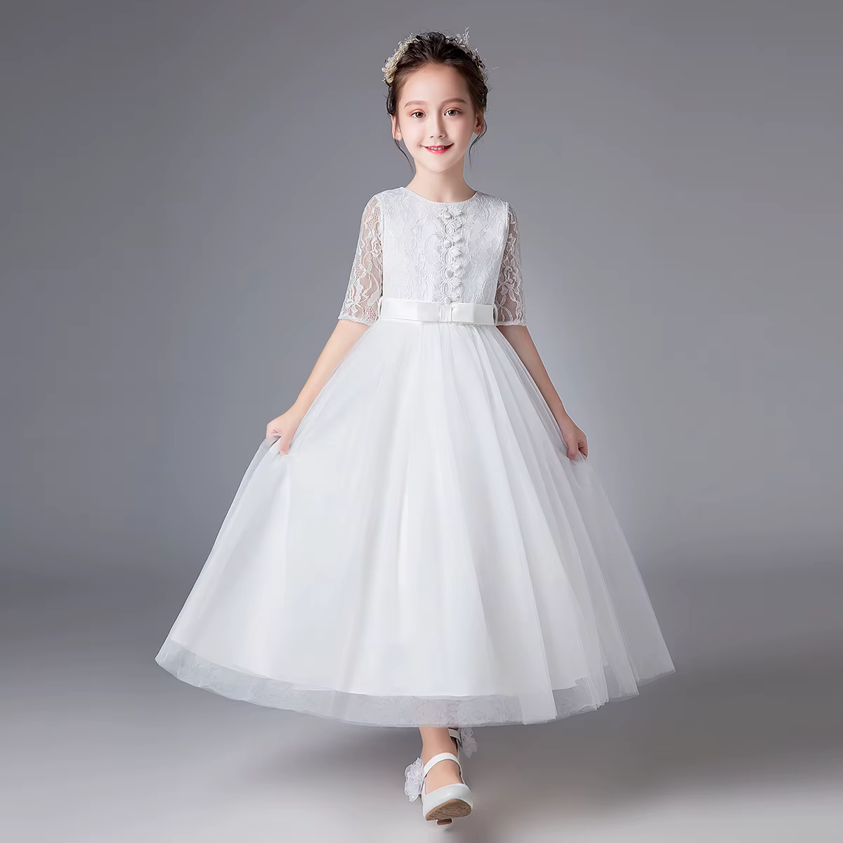 Tween – vêtements d'été pour filles de 7 ans, robe de princesse à fleurs, robe de bal blanche, robes