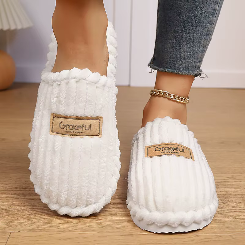 Hiver femmes intérieur doux pantoufles Couples décontracté léger chaud en peluche hiver chaud diapos