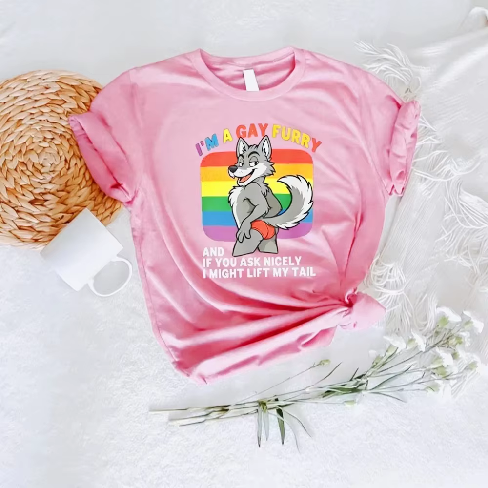 T-shirt Rétro Décontracté Fierté Gay Furry, T-shirt Amusant LGBTQ, T-shirt « Je suis un Gay Furry »,