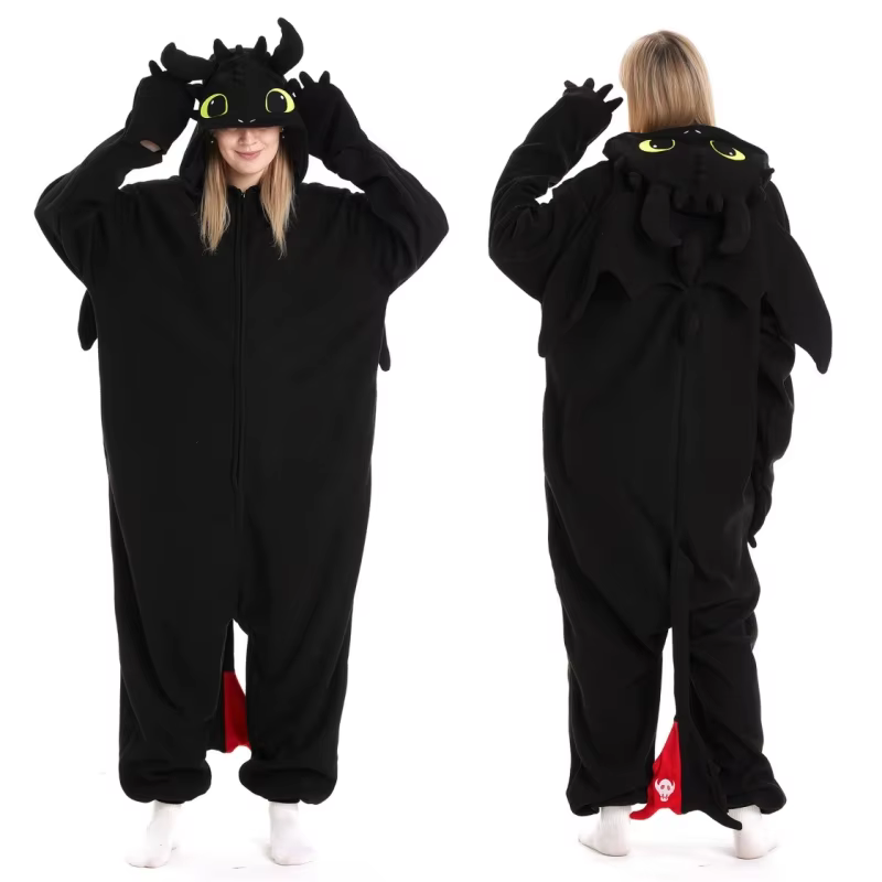Pyjama Onesie Dragon sans dents pour adulte, combinaison Animal, comment entraîner, unisexe, vêtemen