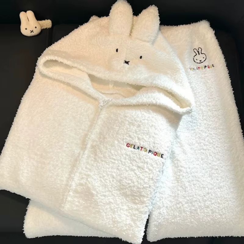 Nouveaux pyjamas Miffy bidimensionnels créatifs kawaii Joker, vêtements d'intérieur en velours rembo
