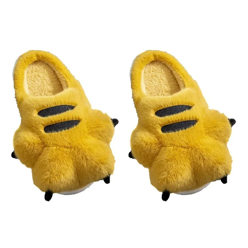 Chaussons de maison en peluche mignons pour femmes, style dessin animé, griffes de tigre, pattes d'o