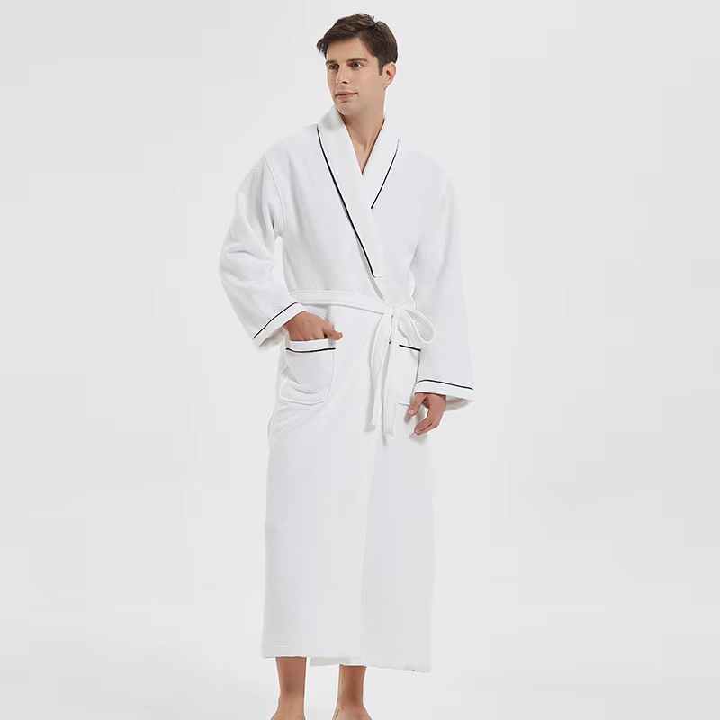 Femmes peignoir coton épais vêtements de nuit hiver Robe chaude Robe de chambre décontracté à manche