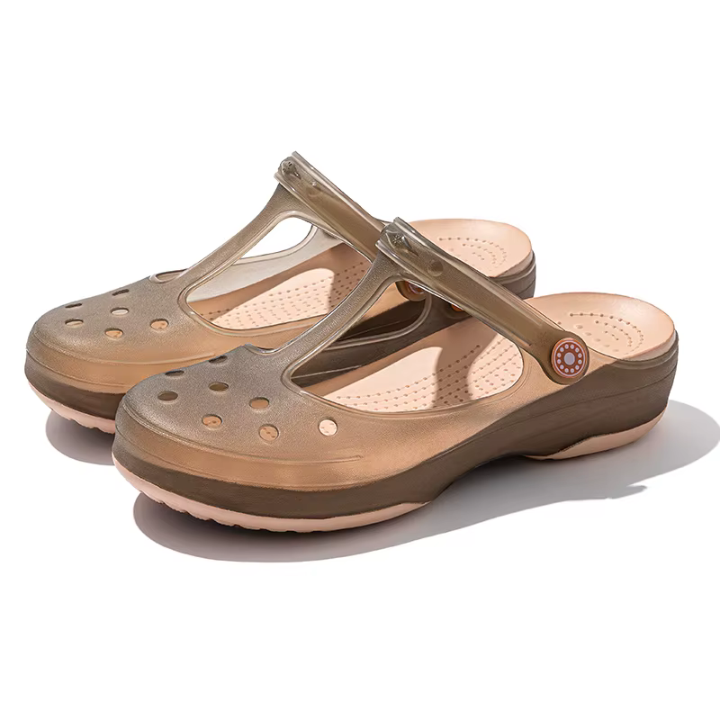 Chaussures à trous en TPU pour femmes, pantoufles d'extérieur à fond épais, antidérapantes, respiran